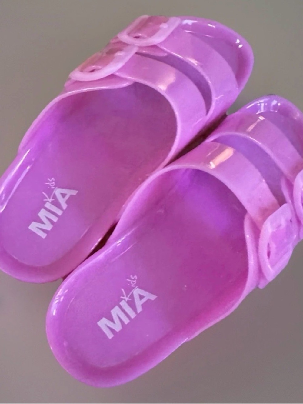 Mia Girl Jelly Sandals Size 3 Purple Pink Adjustable Strap Summer Shoes - Picture 2 of 4